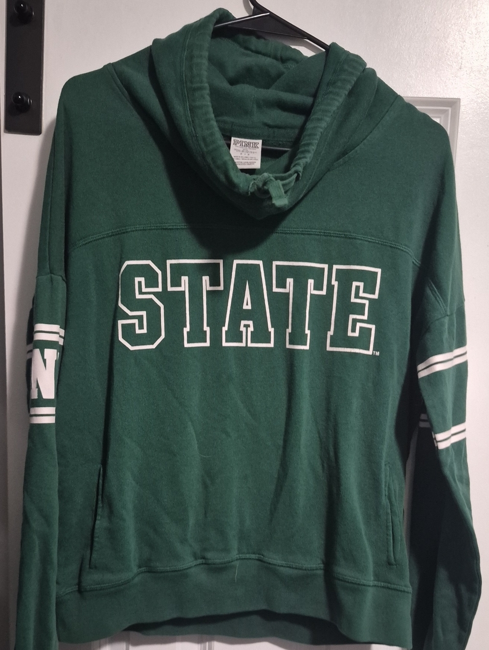 Victoria Secrets PINK Green 'STATE' Hooded Sweatshirt for Women
